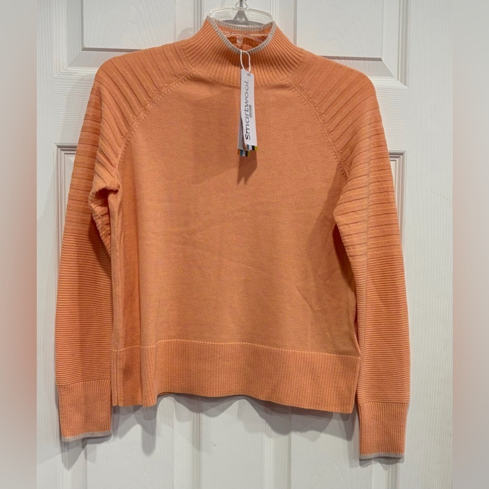 SmartWool Women's Small Edgewood Mock Neck Sweater Apricot Marl NWT
